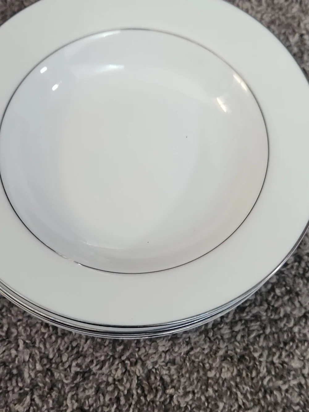 Mikasa White Dinner Plates with Silver Trim